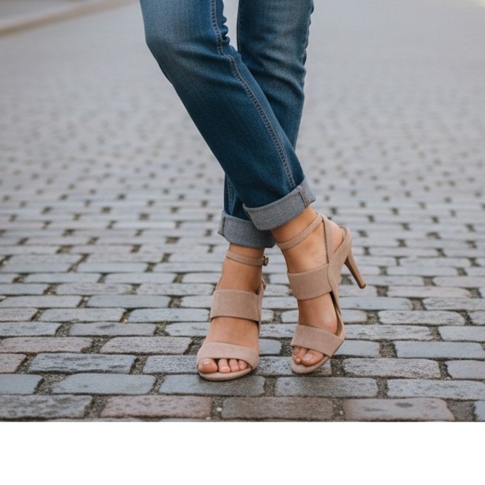 Michael Michael Kors Women's Size 7.5 Nude Suede Heeled Sandals New Box